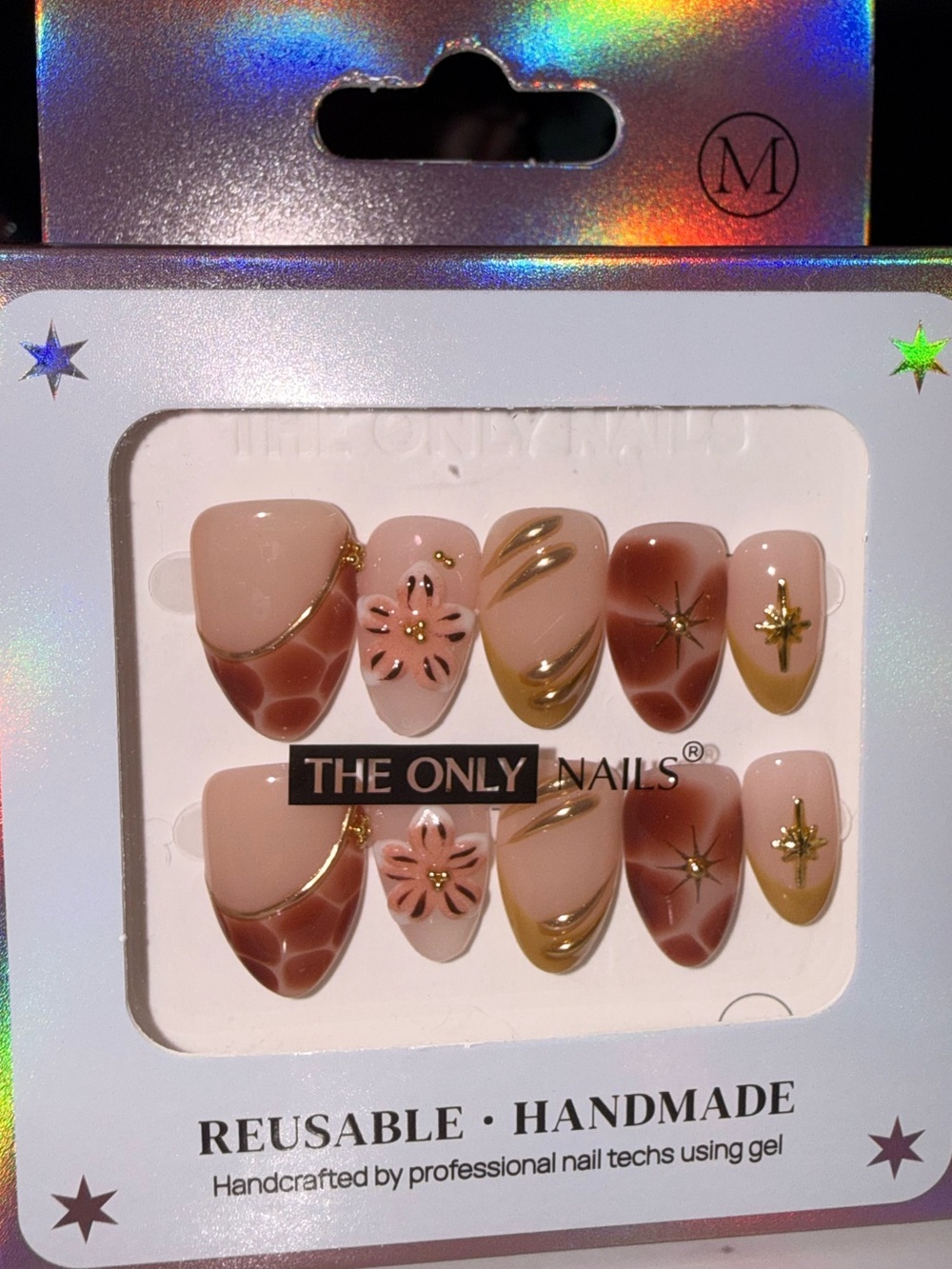 The Only Nails Reusable Handmade Pink & Brown Giraffe Print Press-On Nail Set